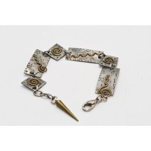 Artisan Q Miller Bracelet Mixed Metal Geometric Panels Dangle Spike